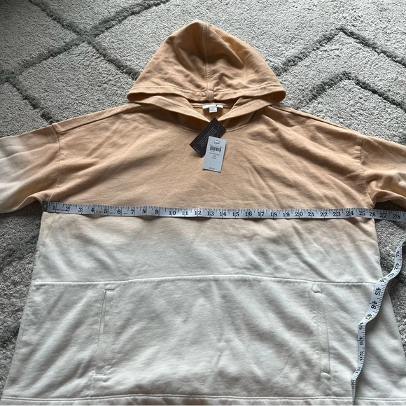 J Jill Pure Jill Hoodie sweatshirt Peach White Pullover dipdyed Cotton 1X new - Picture 6 of 8